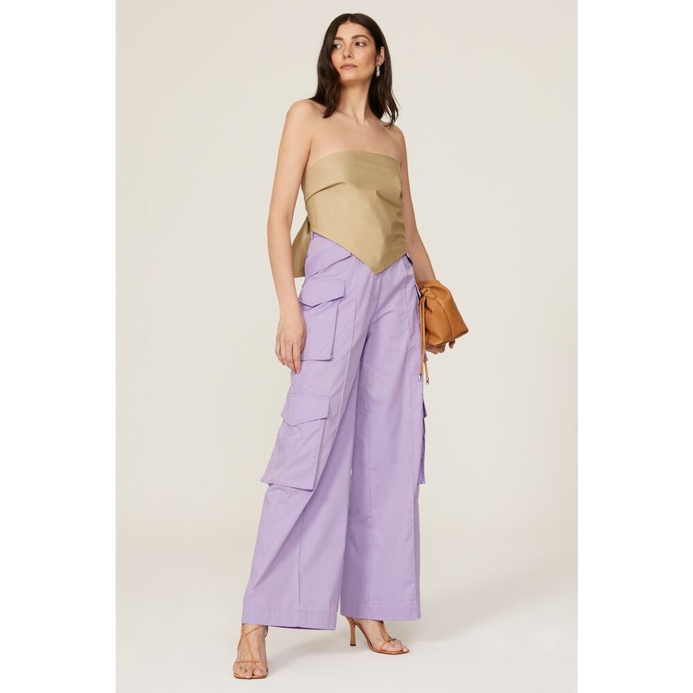 Rokh Purple Utility Cargo Wide Leg High Rise Trouser Pants Size 4
